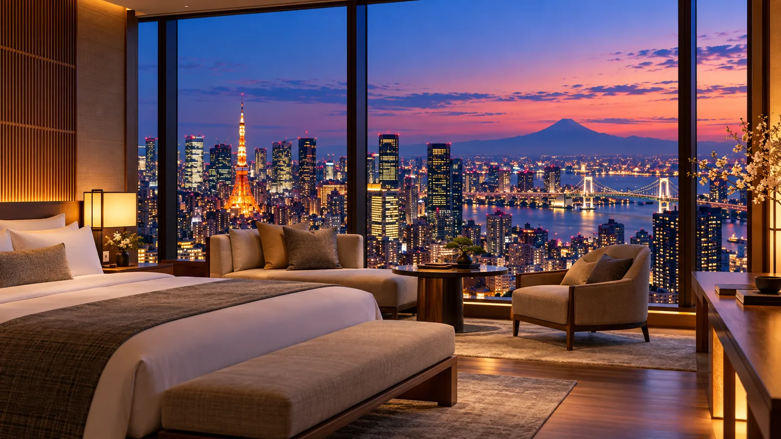 Illustrative design-led boutique hotel interior in Tokyo